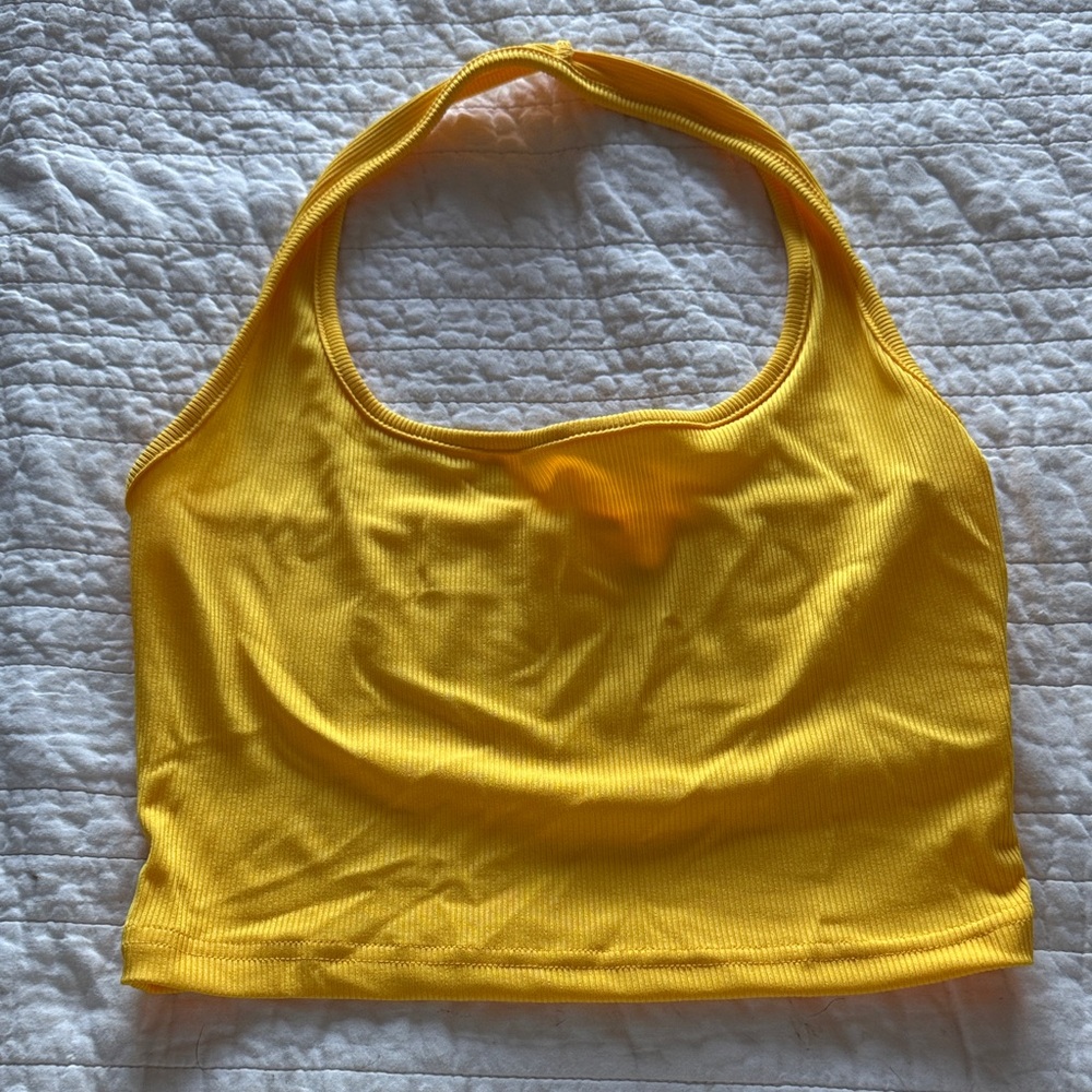 Yellow Ribbed Crop Top